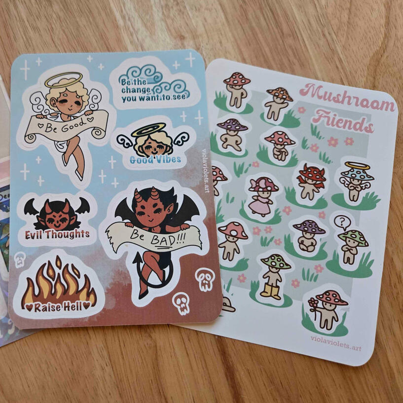 Mushroom sticker set and angel plus devil sticker set Mushroom sticker set and angel plus devil sticker set